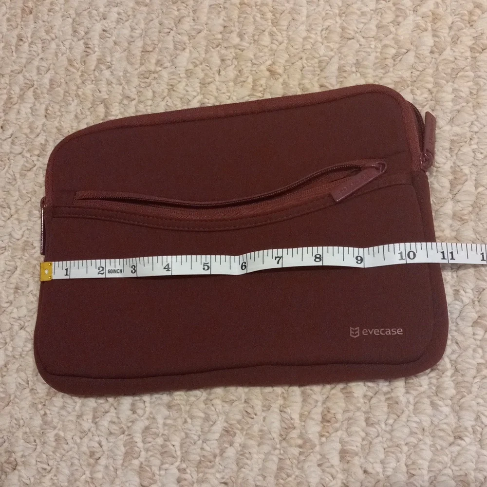 Evecase Tablet IPad Portable Padded Zipper Case Burgundy Pouch Bag With Hardware